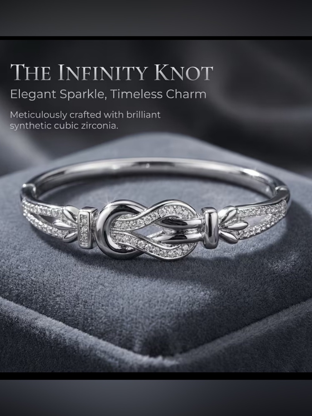 Infinity Knot Cubic Zirconia Bracelet in Silver